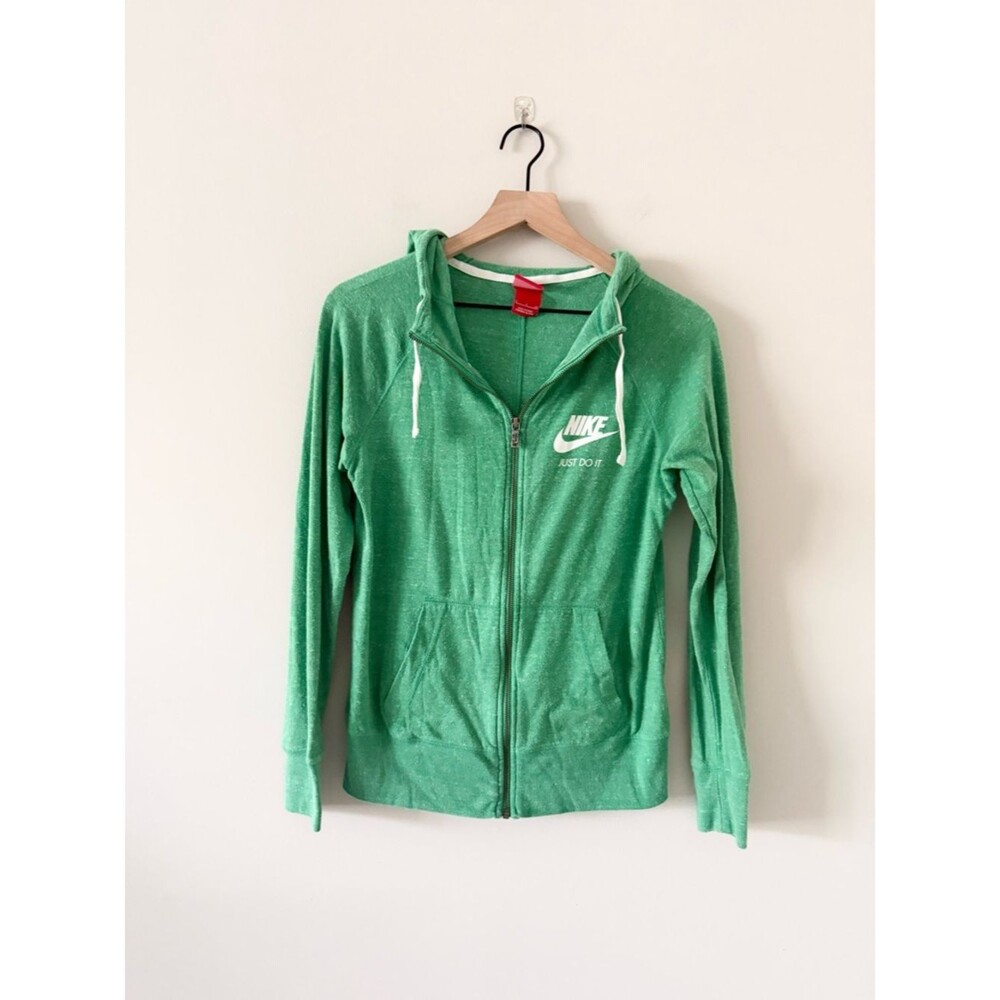 Nike Gym Vintage Full Zip Hoodie Green Heathered Lightweight Size S